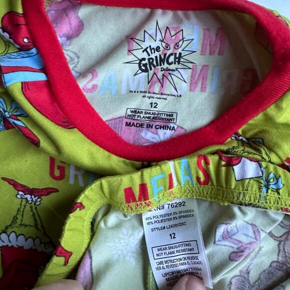 The Grinch Christmas Pajama Set - Size 12 - Green & Red - Picture 3 of 3